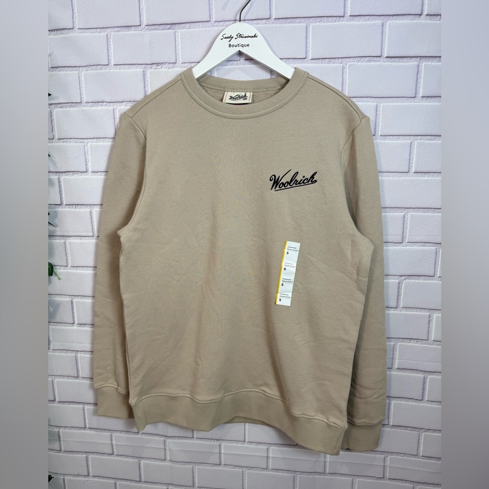 Woolrich Graphic 100% Crewneck Sweatshirt Boots Print Beige Size S - Picture 4 of 12